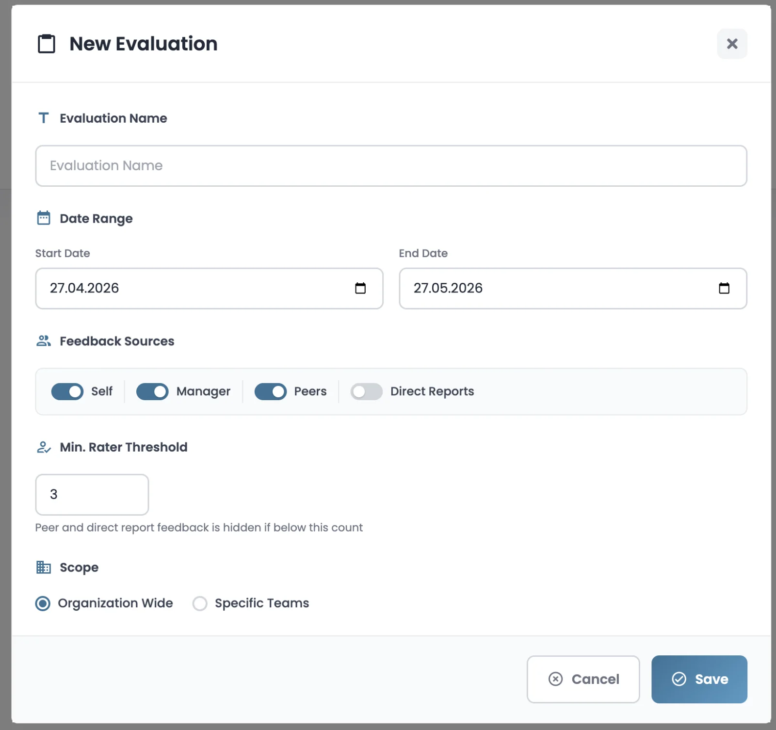 Devokr 360° evaluation form