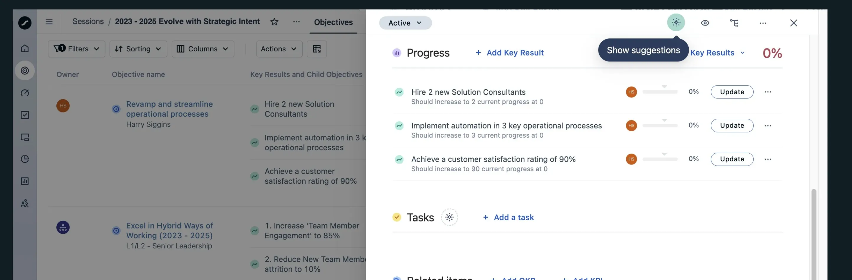Quantive OKR İlerleme ve Anahtar Sonuçlar