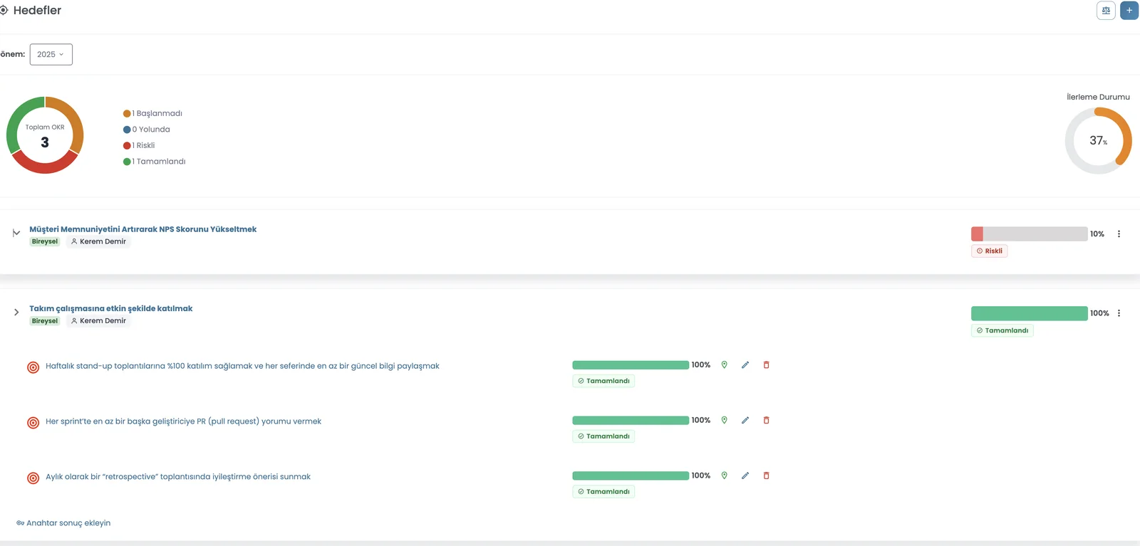 Tek ekranda tüm OKR hiyerarşisi